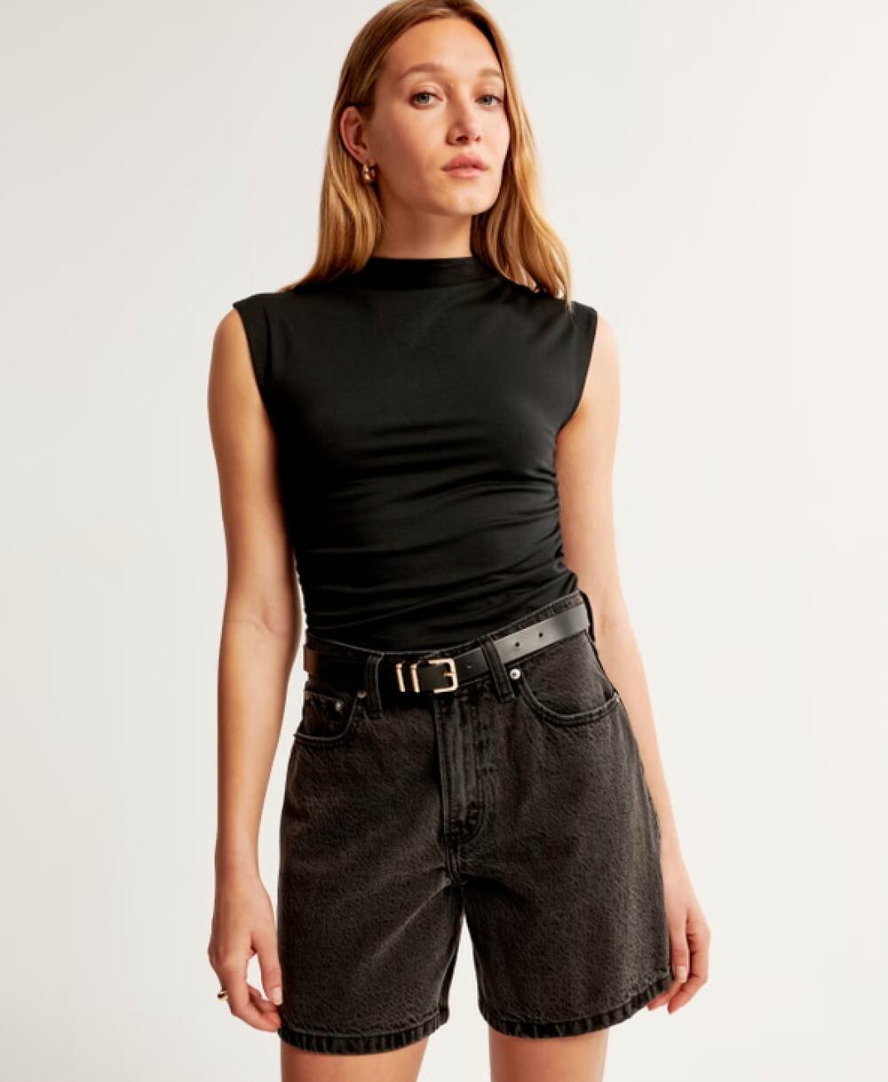 Abercrombie & Fitch Paloma Black Side Ruched Top Size S